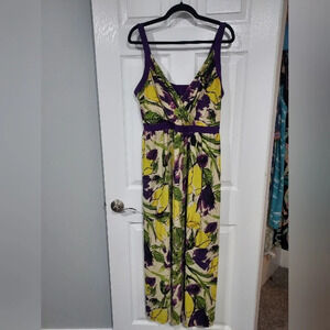 Lane Bryant Yellow, Purple and Green Floral Sleeveless Maxi Dress in Size 18/20